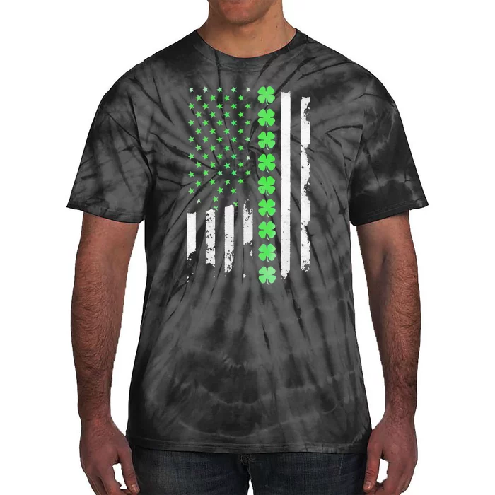 Irish American Flag Shamrock Clover St Patricks Day Tie-Dye T-Shirt