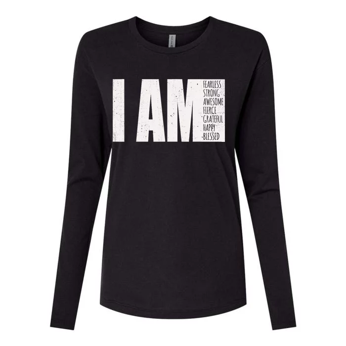 I Am Fearless Strong Blessed Motivational Quote Womens Cotton Relaxed Long Sleeve T-Shirt