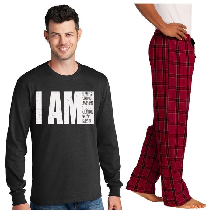 I Am Fearless Strong Blessed Motivational Quote Long Sleeve Pajama Set