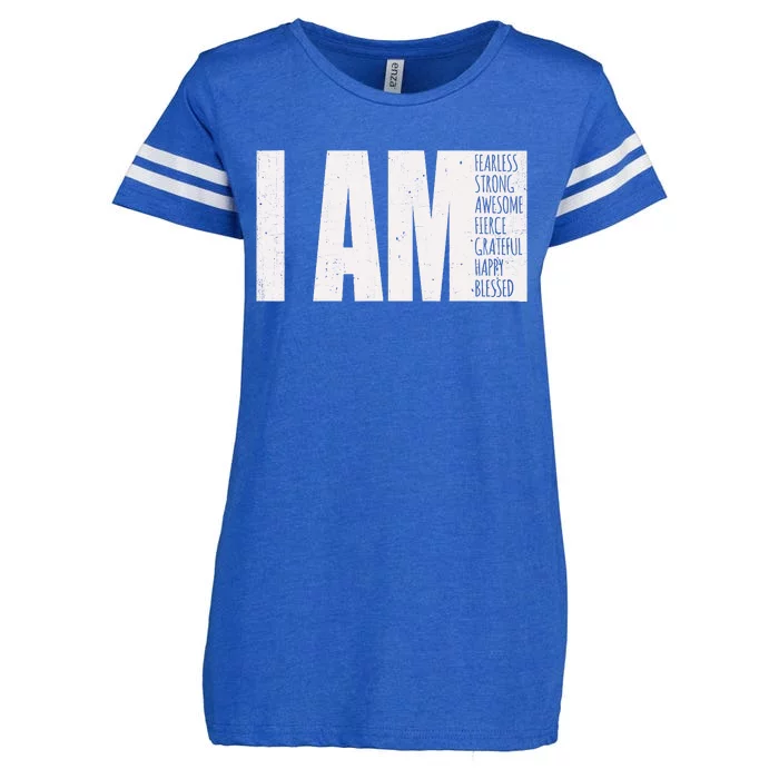 I Am Fearless Strong Blessed Motivational Quote Enza Ladies Jersey Football T-Shirt