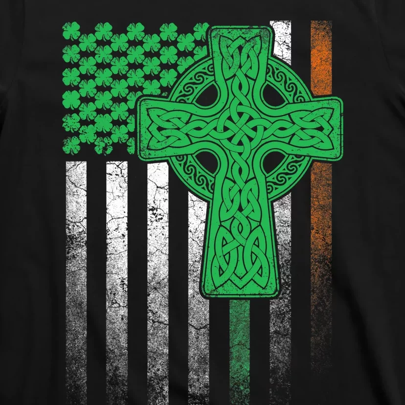 Irish American Flag Ireland Flag ST PATRICKS DAY Gift Cross T-Shirt