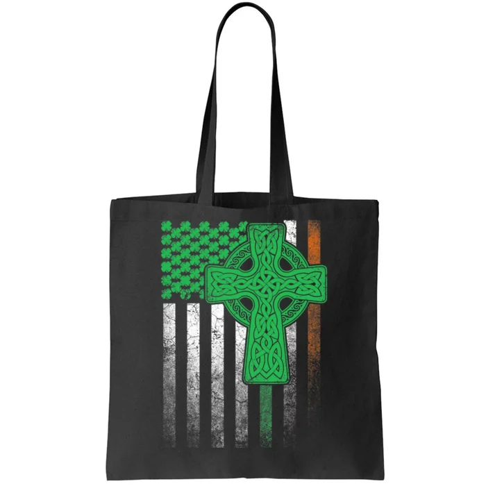 Irish American Flag Ireland Flag ST PATRICKS DAY Gift Cross Tote Bag