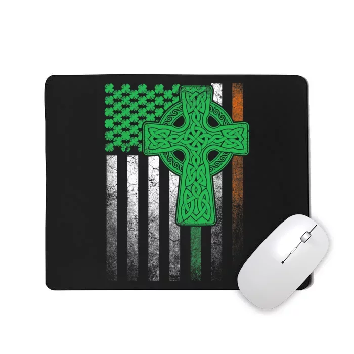 Irish American Flag Ireland Flag ST PATRICKS DAY Gift Cross Mousepad