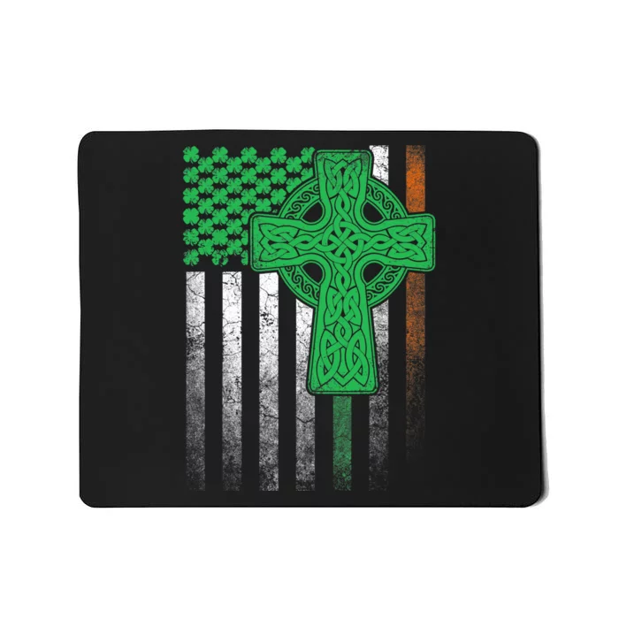 Irish American Flag Ireland Flag ST PATRICKS DAY Gift Cross Mousepad