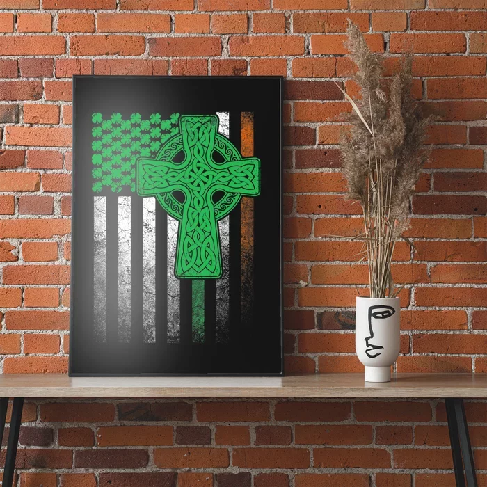 Irish American Flag Ireland Flag ST PATRICKS DAY Gift Cross Poster