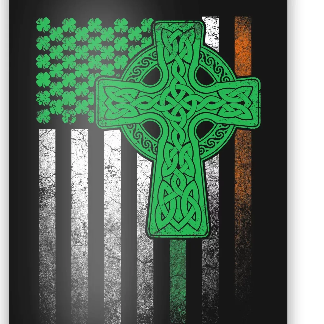 Irish American Flag Ireland Flag ST PATRICKS DAY Gift Cross Poster