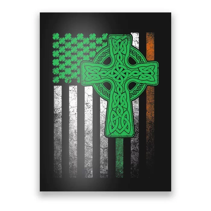 Irish American Flag Ireland Flag ST PATRICKS DAY Gift Cross Poster