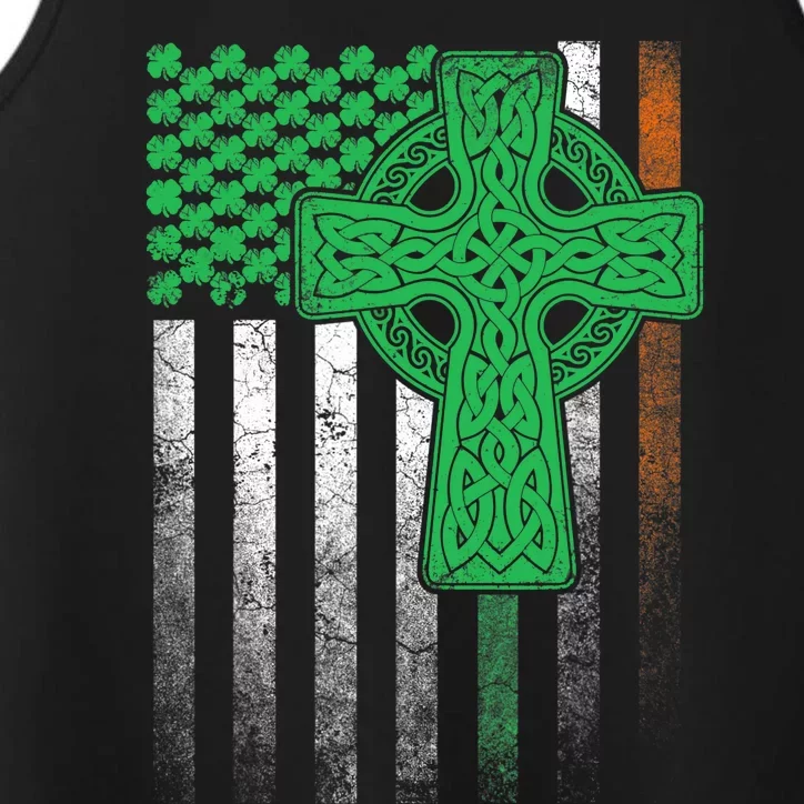 Irish American Flag Ireland Flag ST PATRICKS DAY Gift Cross Performance Tank