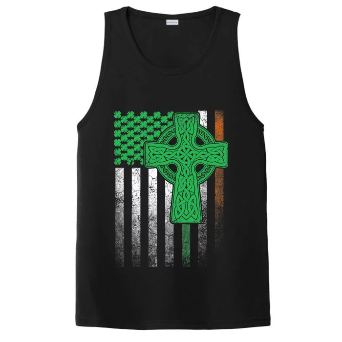 Irish American Flag Ireland Flag ST PATRICKS DAY Gift Cross Performance Tank