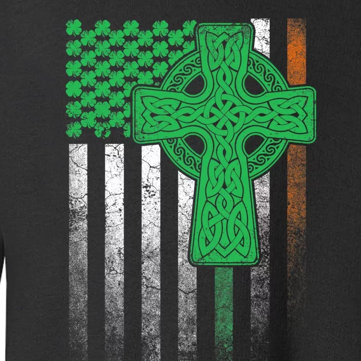 Irish American Flag Ireland Flag ST PATRICKS DAY Gift Cross Toddler Sweatshirt