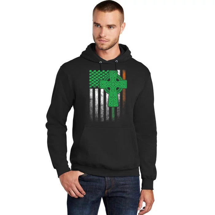 Irish American Flag Ireland Flag ST PATRICKS DAY Gift Cross Tall Hoodie