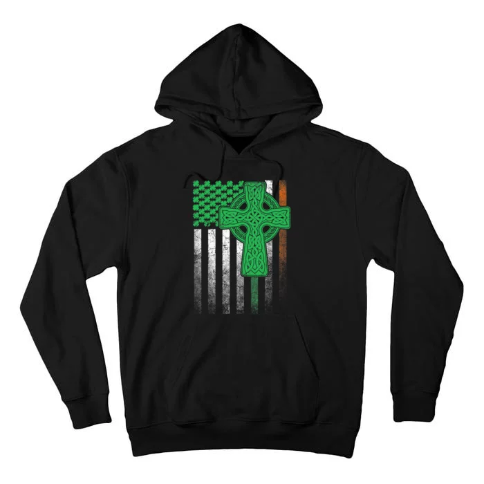 Irish American Flag Ireland Flag ST PATRICKS DAY Gift Cross Tall Hoodie