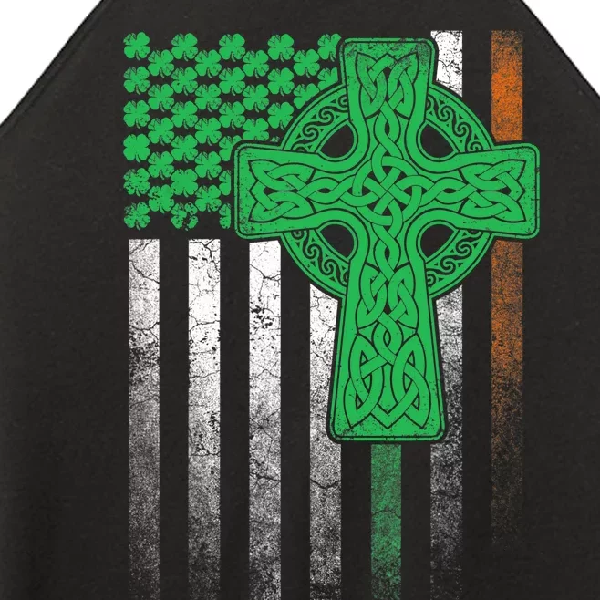 Irish American Flag Ireland Flag ST PATRICKS DAY Gift Cross Women’s Perfect Tri Rocker Tank