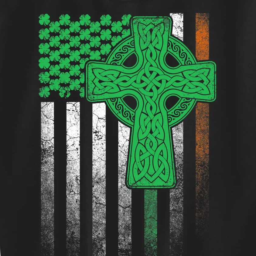 Irish American Flag Ireland Flag ST PATRICKS DAY Gift Cross Kids Sweatshirt