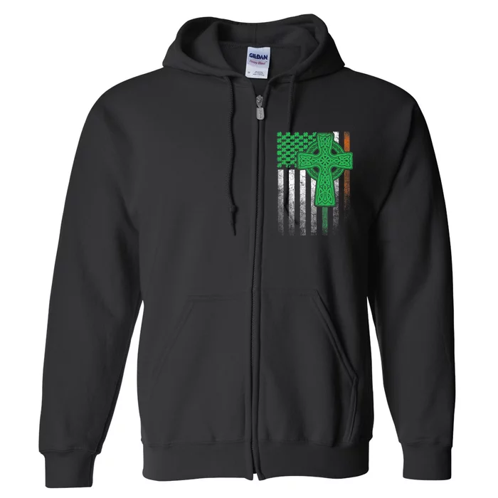 Irish American Flag Ireland Flag ST PATRICKS DAY Gift Cross Full Zip Hoodie