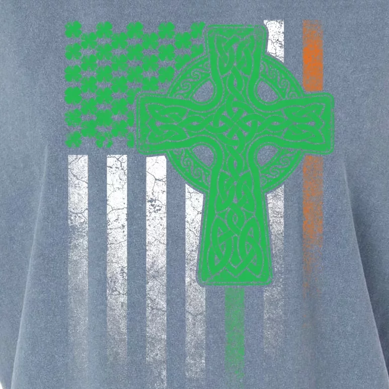 Irish American Flag Ireland Flag ST PATRICKS DAY Gift Cross Garment-Dyed Women's Muscle Tee