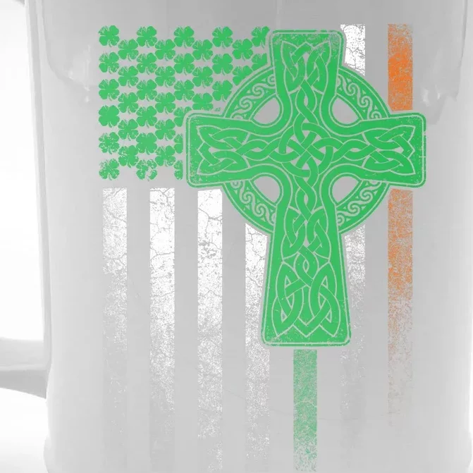 Irish American Flag Ireland Flag ST PATRICKS DAY Gift Cross Front & Back Beer Stein