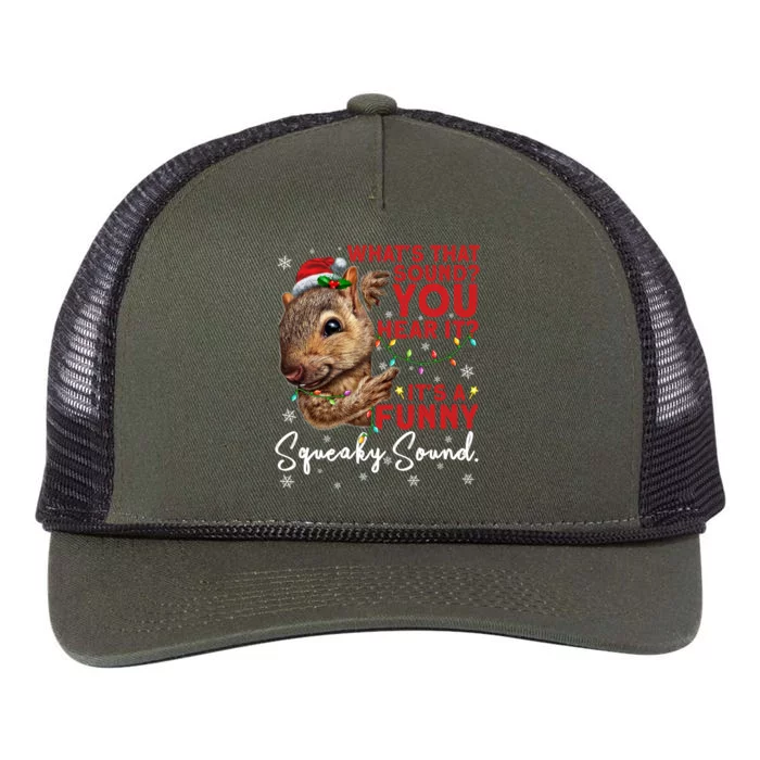 ItS A Funny Squeaky Sound Gift Christmas Squirrel Gift Retro Rope Trucker Hat Cap