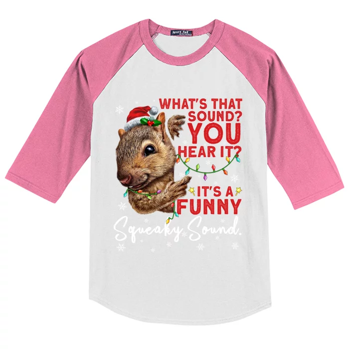 ItS A Funny Squeaky Sound Gift Christmas Squirrel Gift Kids Colorblock Raglan Jersey