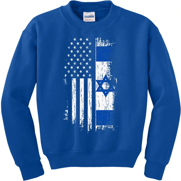 Israeli American Flag Pride Israel Usa Kids Sweatshirt