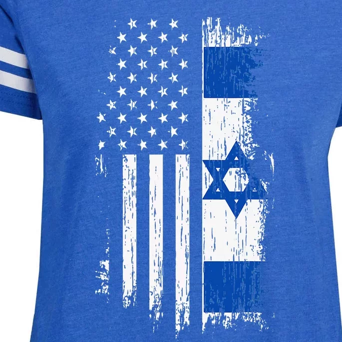 Israeli American Flag Pride Israel Usa Enza Ladies Jersey Football T-Shirt