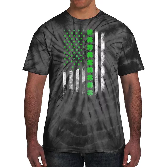 Irish American Flag Shamrock Clover St Patricks Day Tie-Dye T-Shirt