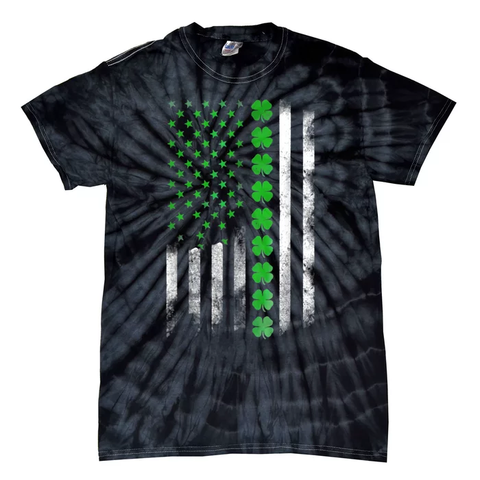 Irish American Flag Shamrock Clover St Patricks Day Tie-Dye T-Shirt