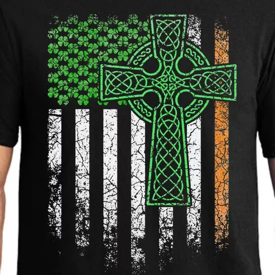 Irish American Flag Ireland Flag St Patricks Day Cross Gift Pajama Set