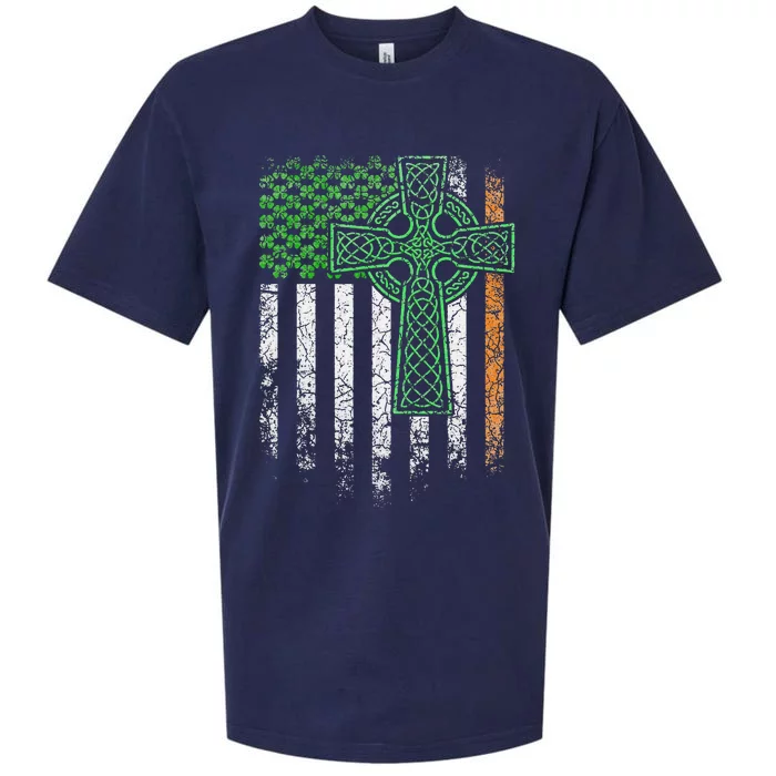 Irish American Flag Ireland Flag St Patricks Day Cross Gift Sueded Cloud Jersey T-Shirt