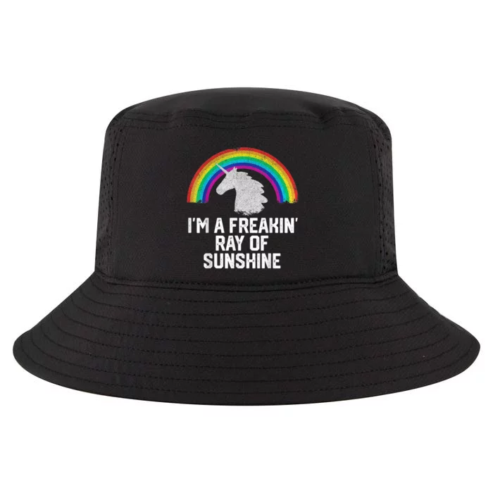 Im A Freakin Ray Of Sunshine RAINBOW UNICORN Girls Cool Comfort Performance Bucket Hat