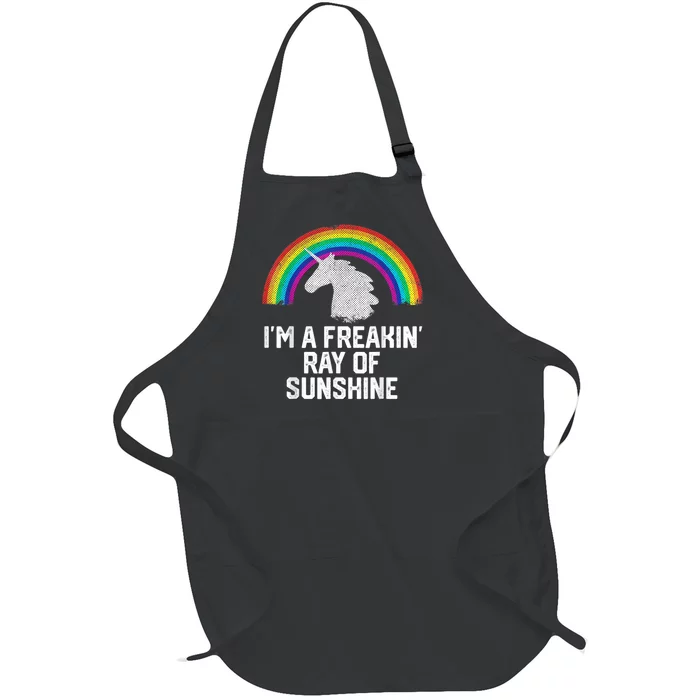 Im A Freakin Ray Of Sunshine RAINBOW UNICORN Girls Full-Length Apron With Pocket