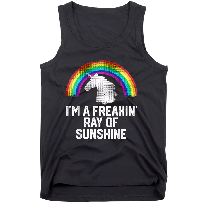 Im A Freakin Ray Of Sunshine RAINBOW UNICORN Girls Tank Top