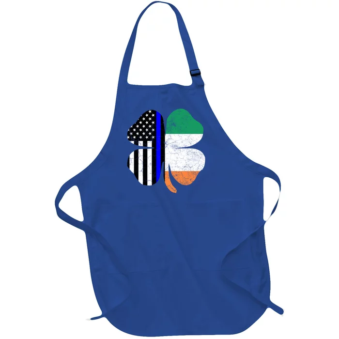 Irish American Flag Police St Patricks Day Saint Paddys Cool Gift Full-Length Apron With Pocket