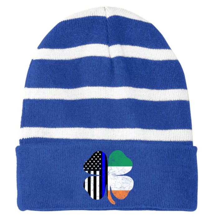 Irish American Flag Police St Patricks Day Saint Paddys Cool Gift Striped Beanie with Solid Band