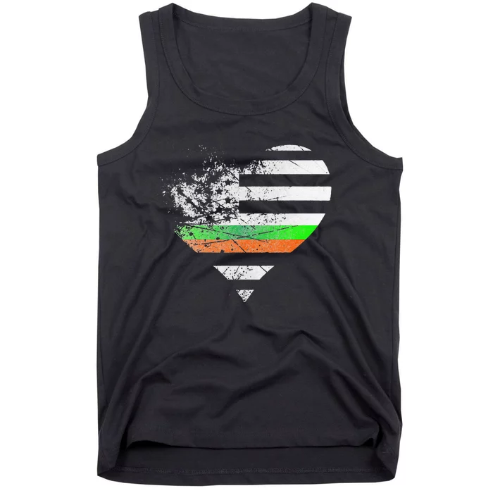 Irish American flag Patrick's day love heart Ireland flag Tank Top