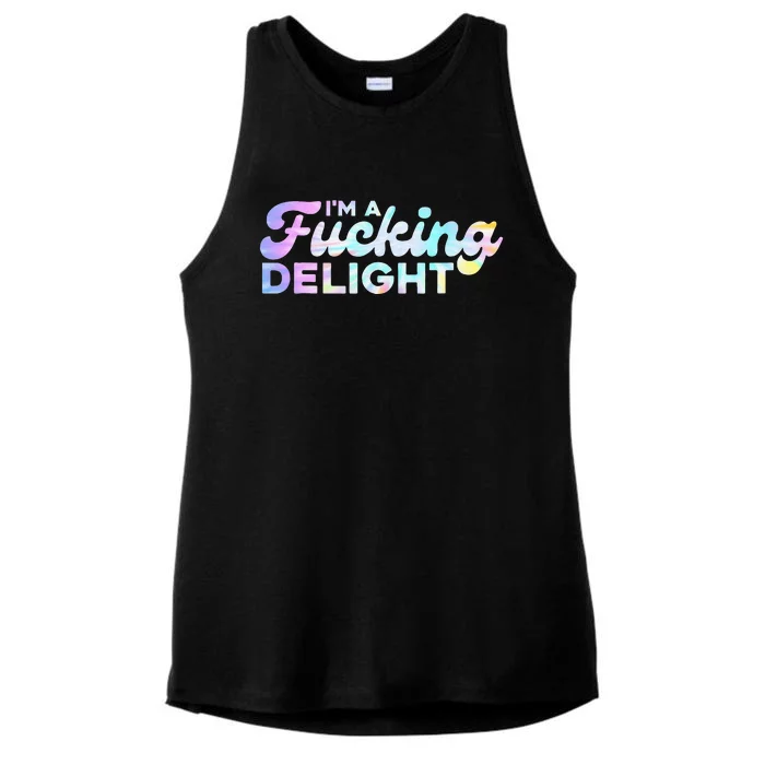 Im A Fucking Delight Funny Sarcasm Im A Delight Tie Dye Ladies Tri-Blend Wicking Tank