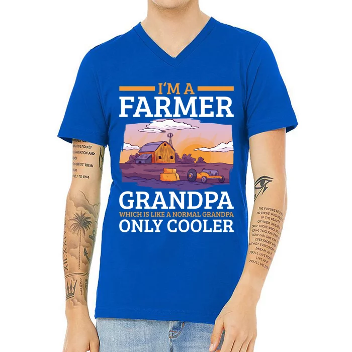 I'm A Farmer Grandpa Which Is Like A Normal Grandpa Cooler Cute Gift V-Neck T-Shirt