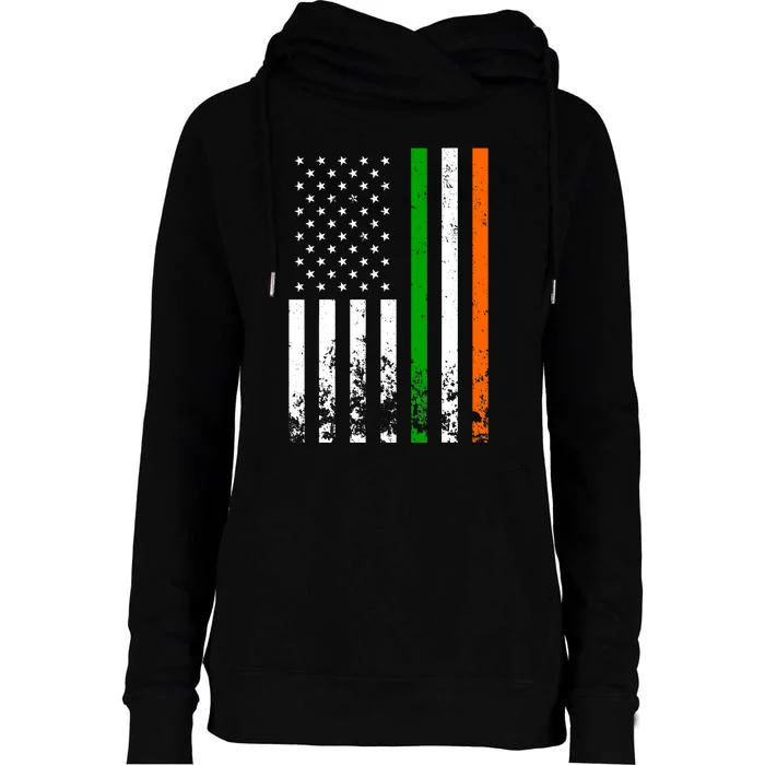 Irish American Flag Ireland Flag ST PATRICKS DAY Gift Lucky Womens Funnel Neck Pullover Hood