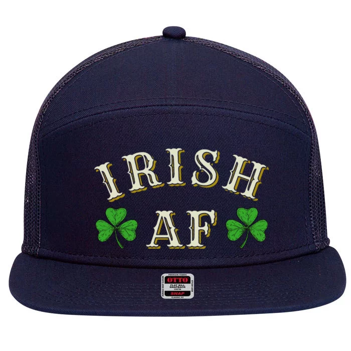 Irish AF Funny St Patricks Day Drinking 7 Panel Mesh Trucker Snapback Hat