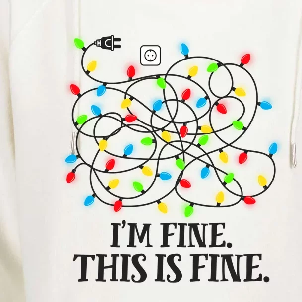 I Am Fine Christmas Lights Tangled This's Fine Winter Cute Gift Womens Funnel Neck Pullover Hood