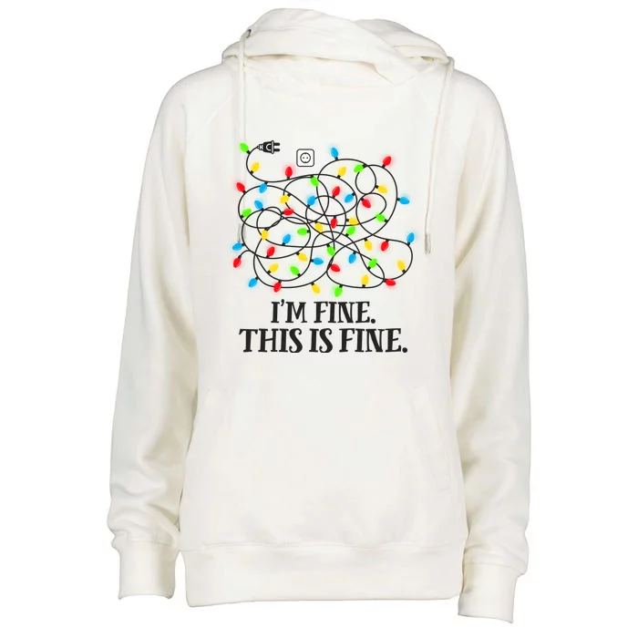 I Am Fine Christmas Lights Tangled This's Fine Winter Cute Gift Womens Funnel Neck Pullover Hood