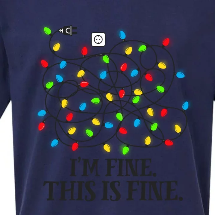 I Am Fine Christmas Lights Tangled This's Fine Winter Cute Gift Sueded Cloud Jersey T-Shirt