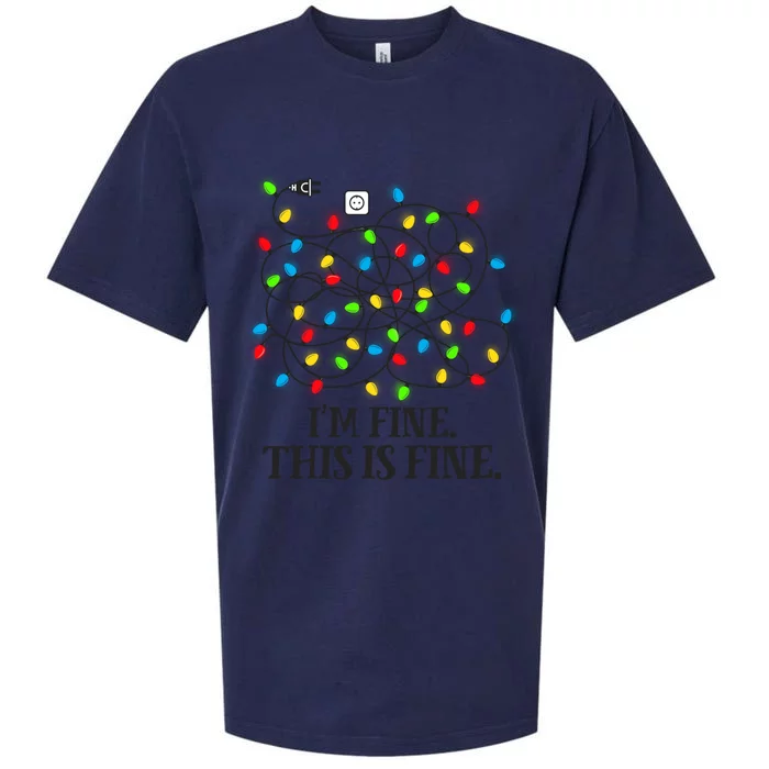 I Am Fine Christmas Lights Tangled This's Fine Winter Cute Gift Sueded Cloud Jersey T-Shirt