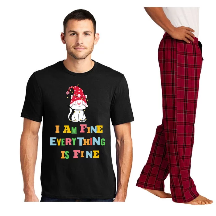 I Am Fine Everything Is Fine Gift Funny Cat Christmas Gift Pajama Set