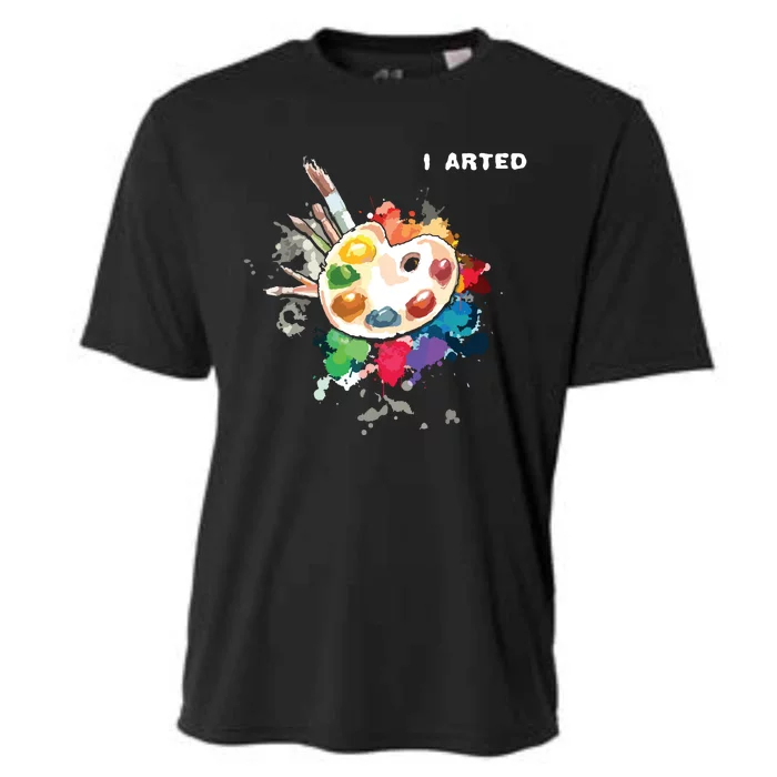 I Arted Funny Art Cool Graphic Colorful Artist Cooling Performance Crew T-Shirt