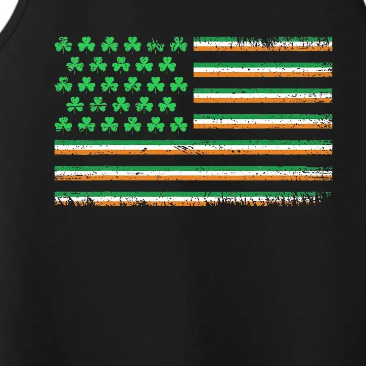 Irish American Flag Shamrock St Patricks Day Performance Tank