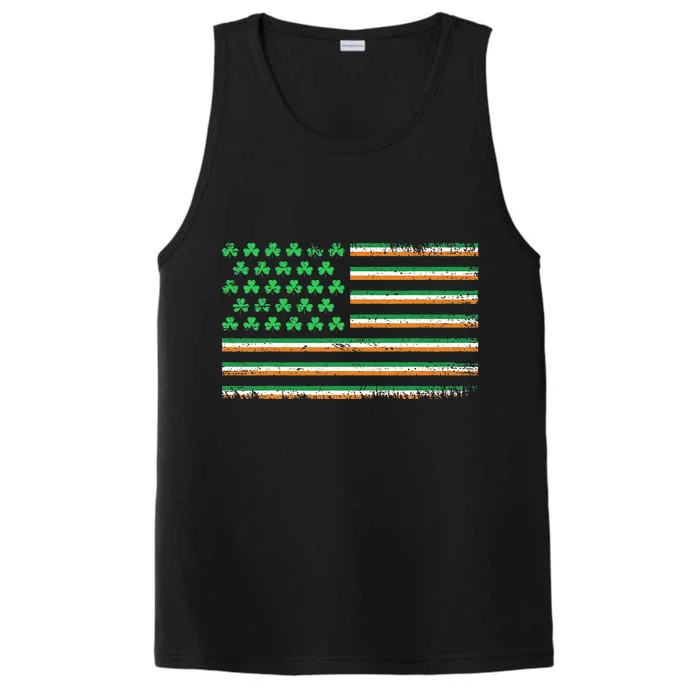 Irish American Flag Shamrock St Patricks Day Performance Tank