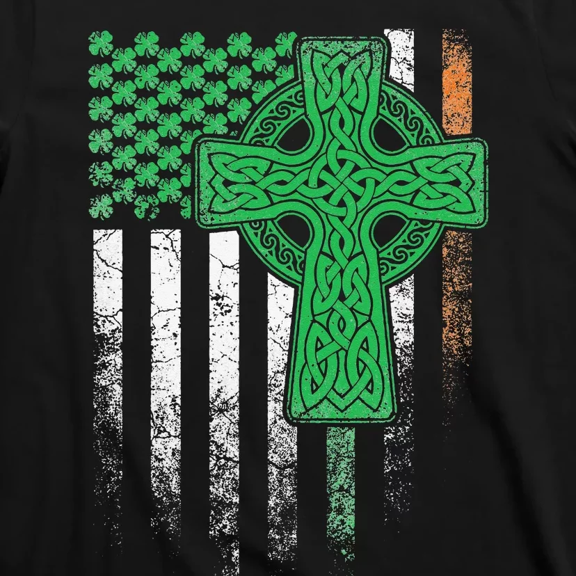 Irish American Flag Ireland Flag ST PATRICKS DAY Gift Cross T-Shirt