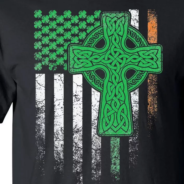 Irish American Flag Ireland Flag ST PATRICKS DAY Gift Cross Tall T-Shirt