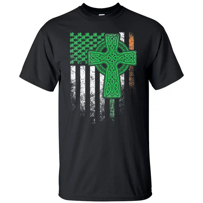 Irish American Flag Ireland Flag ST PATRICKS DAY Gift Cross Tall T-Shirt